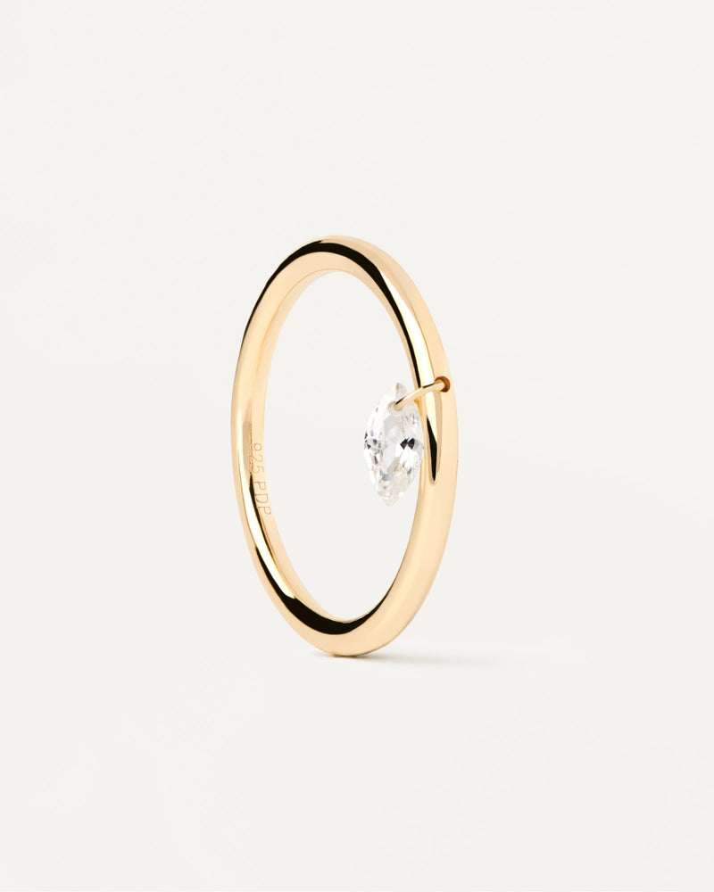 Anillo Solitario Rain - 
  
    Plata de Ley / Baño de Oro 18K
  
