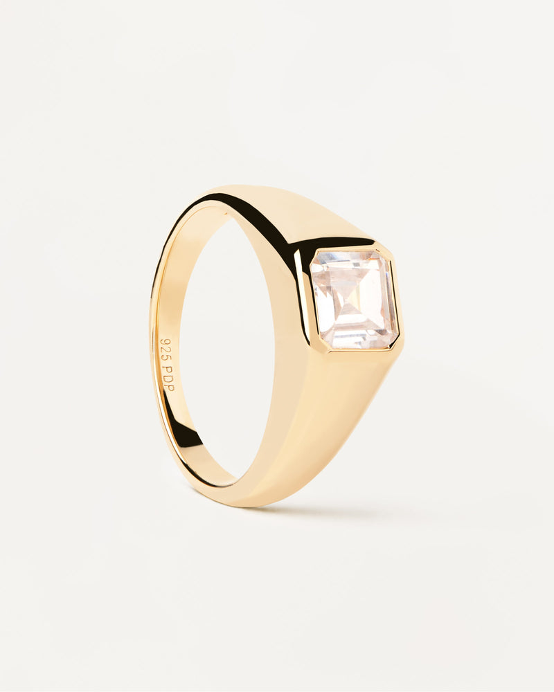 Anello Sigillo Square Shimmer - 
  
    Argento sterling / Placcatura in Oro 18K
  
