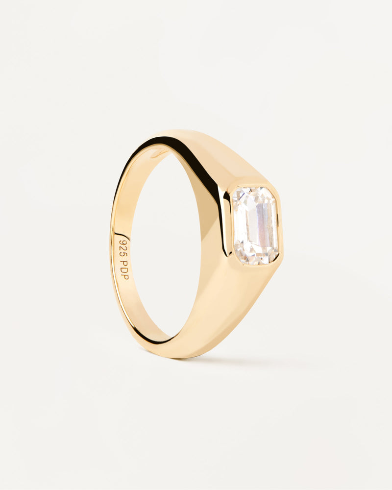 Anillo Sello Octagon Shimmer - 
  
    Plata de Ley / Baño de Oro 18K
  
