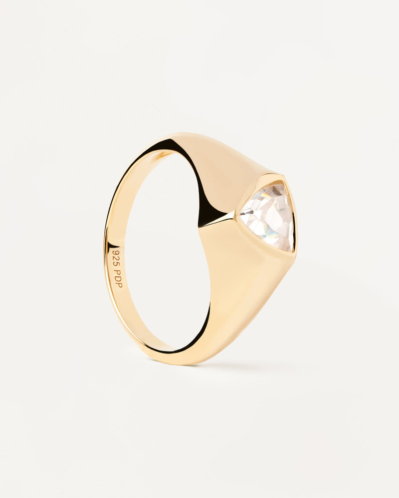 Anillo Sello Triangle Shimmer - 
  
    Plata de Ley / Baño de Oro 18K
  
