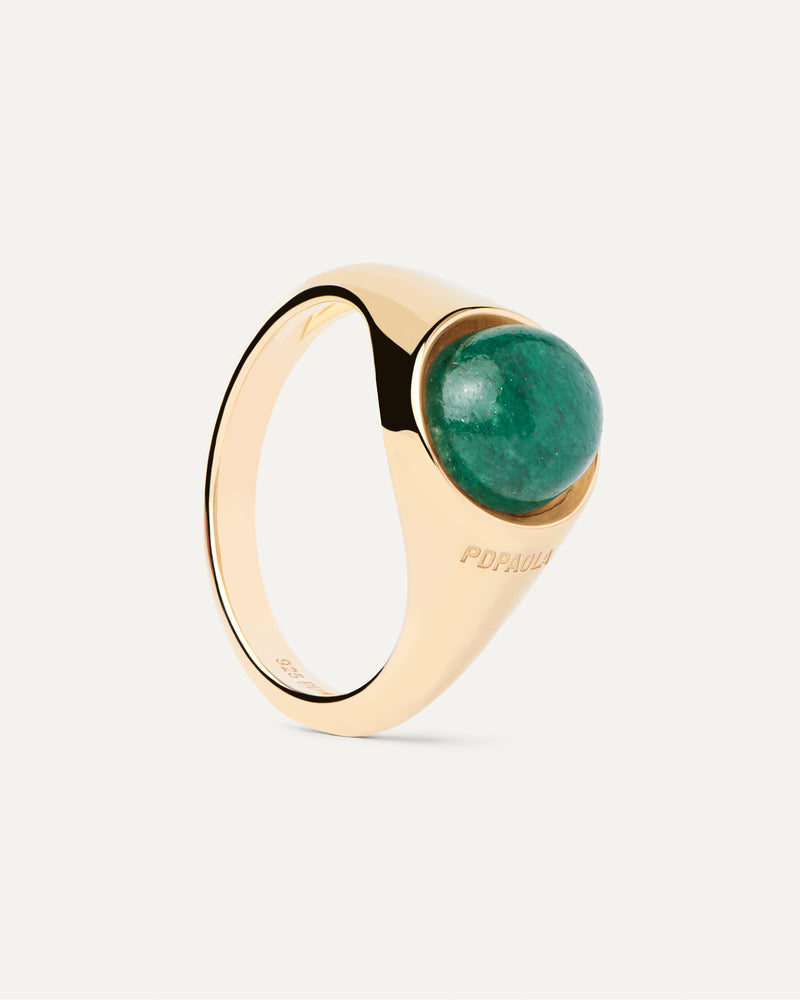 Bague Aventurine Verte Moon - 
  
    Argent massif / Placage Or 18 Ct
  
