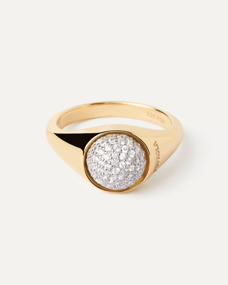 Moon Pavé-Ring - 
  
    Sterling Silber / 18K Goldplattierung
  
