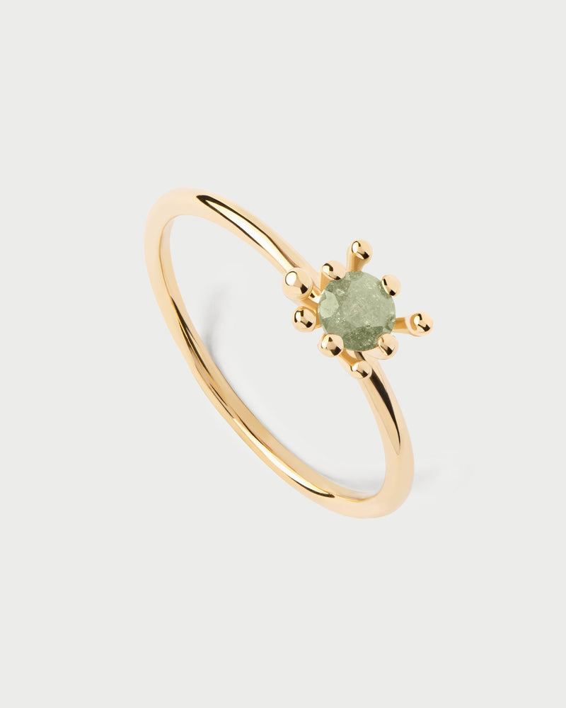 Anillo Fleur Verde - 
  
    Plata de Ley / Baño de Oro 18K
  
