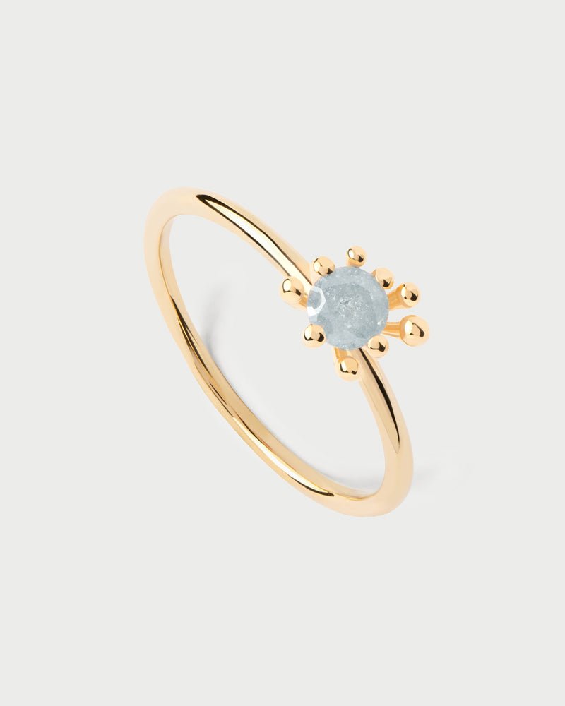 Anillo Fleur Gris - 
  
    Plata de Ley / Baño de Oro 18K
  
