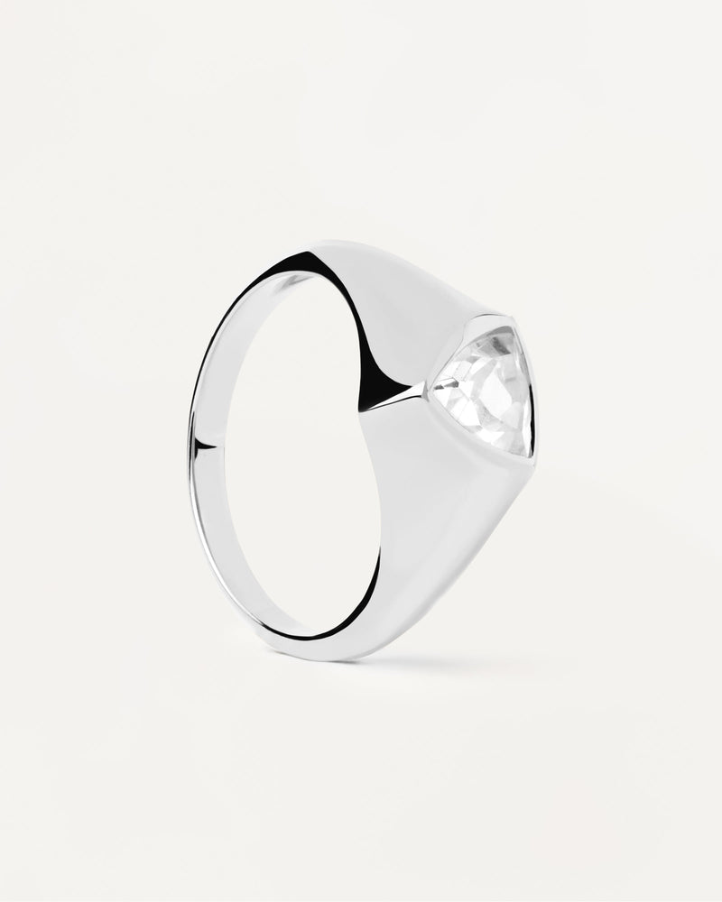 Bague chevalière en argent Triangle Shimmer - 
  
    Argent massif
  
