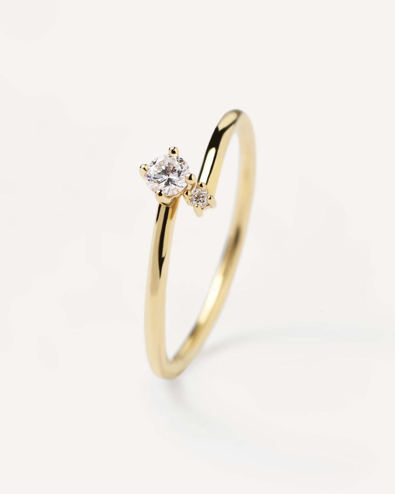 GoldRing mit Diamanten Duo - 
  
    18 kt Gold
  
