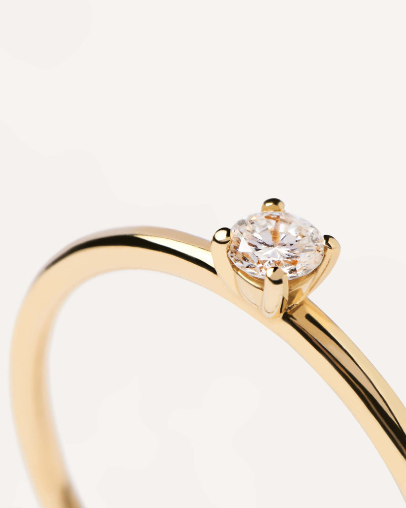 GoldRing mit Diamanten Solitaire Mini - 
  
    18 kt Gold
  
