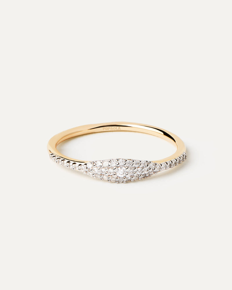 Diamonds And Gold Estella Stamp Ring - 
  
    18K Gold
  
