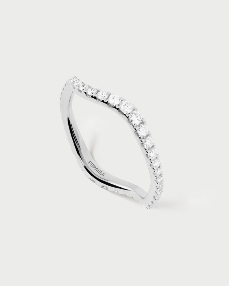 Bague en or blanc et diamants Flow - 
  
    Or blanc 18 carats / Placage Argent Rhodié
  
