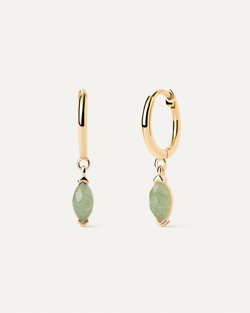 Green Aventurine Nomad Hoops - 
  
    Sterling Silver / 18K Gold plating
  
