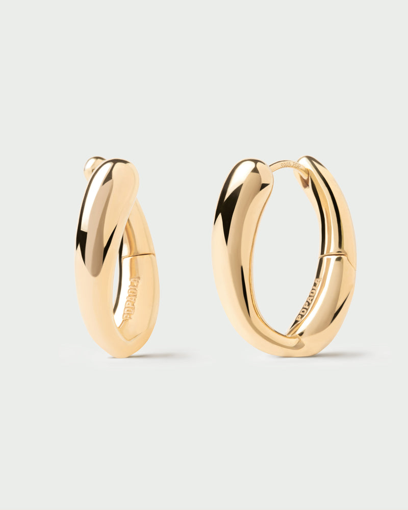 Gold-plated modern hoop earrings with twisted design