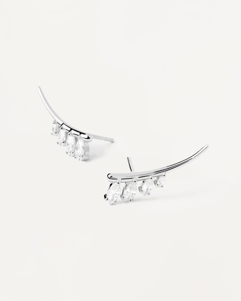 Boucles d'oreilles en argent grimpantes Aqua - 
  
    Argent massif
  
