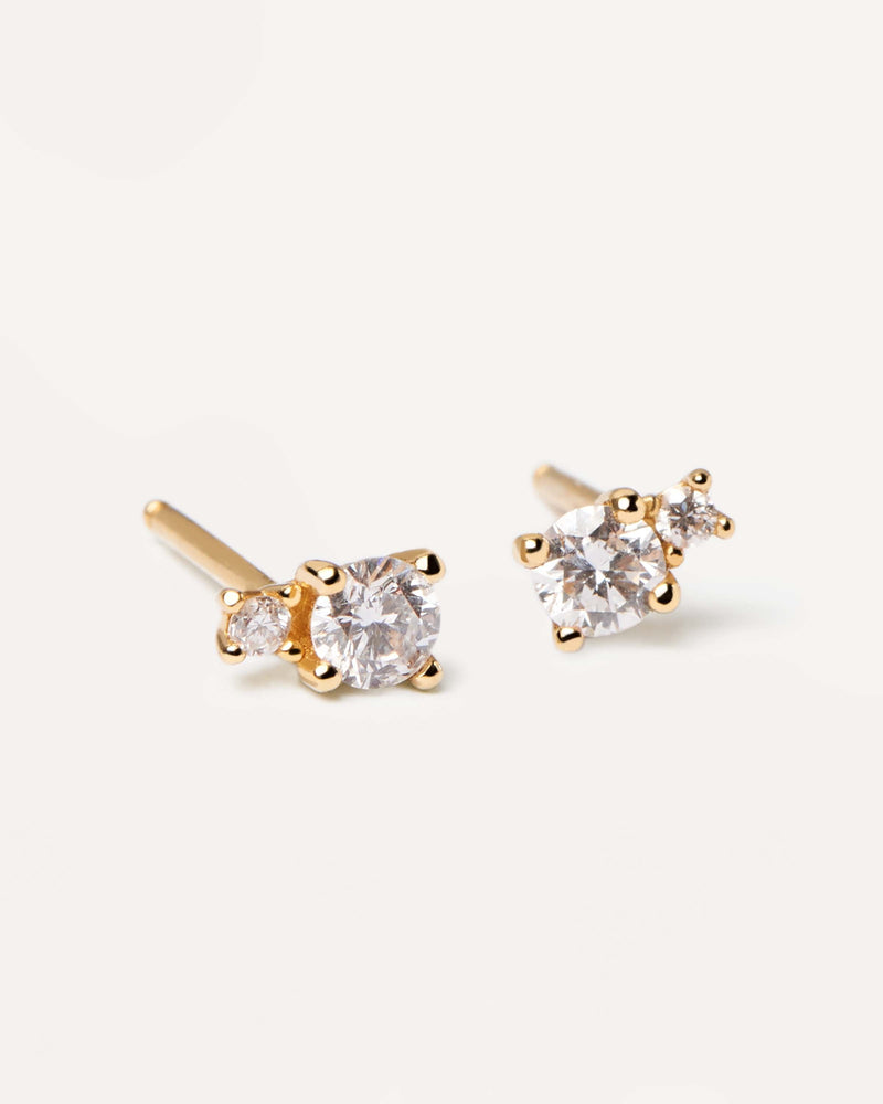 Boucles D'Oreilles en Diamants et en Or Solitaire duo - 
  
    Or 18 carats
  
