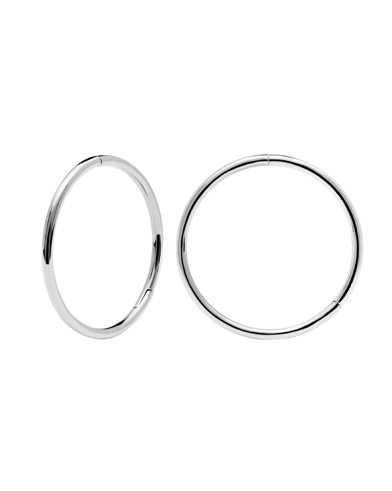 White Gold Essential Medium Hoops - 
  
    18K White gold / Rhodium silver plating
  
