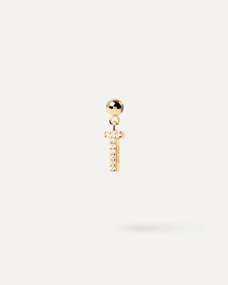 Letter T Charm - 
  
    Sterling Silver / 18K Gold plating
  
