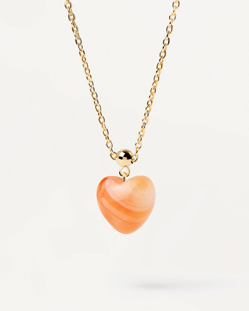 Charm Cœur Agate Orange - 
  
    Argent massif / Placage Or 18 Ct
  
