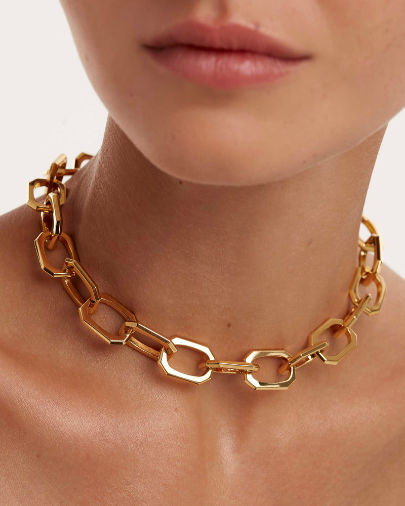 Collana a catena Large Signature - 
  
    Ottone / Placcatura in Oro 18K
  
