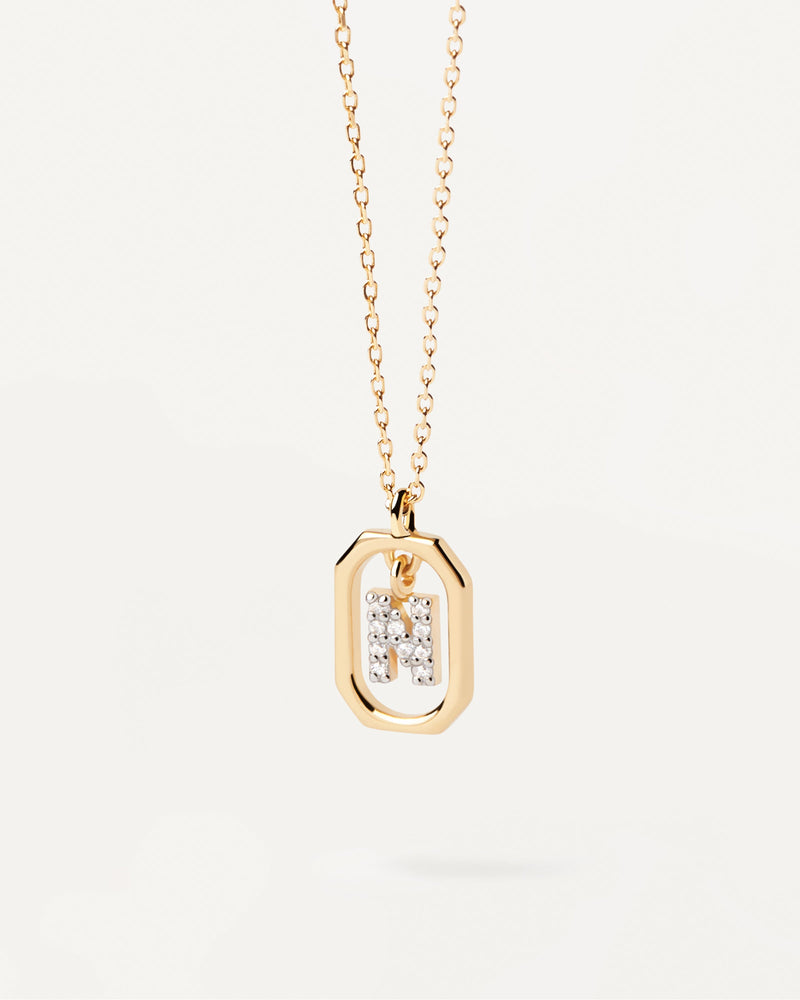 Collana Con Lettera N Mini - 
  
    Argento sterling / Placcatura in Oro 18K
  
