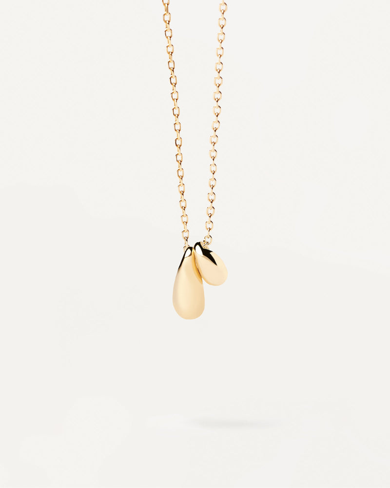 Gold-plated silver necklace with two drop pendants