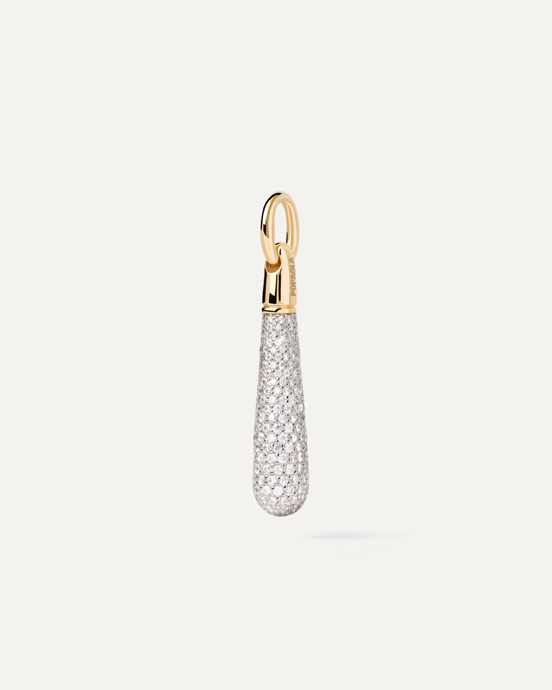 Pavé Large Drop Pendant - 
  
    Sterling Silver / 18K Gold plating
  
