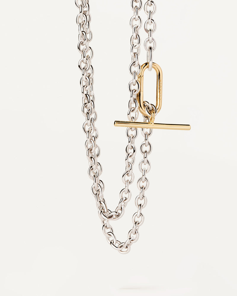 Long Beat Chain Necklace - 
  
    Brass / Rhodium silver plating
  
