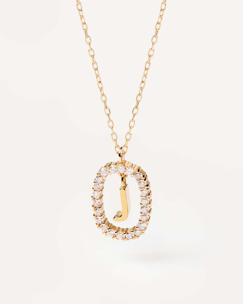 Diamonds and Gold Letter J Necklace - 
  
    18K Gold
  
