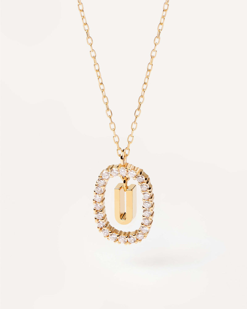 Collier initiale Y en or jaune massif, encerclé de diamants de laboratoire de 0,33 carat