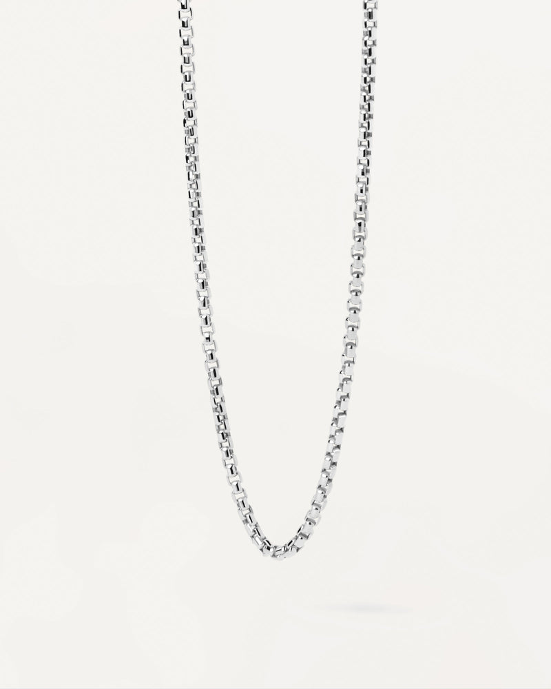 White Gold Box Chain Necklace - 
  
    18K White gold / Rhodium silver plating
  
