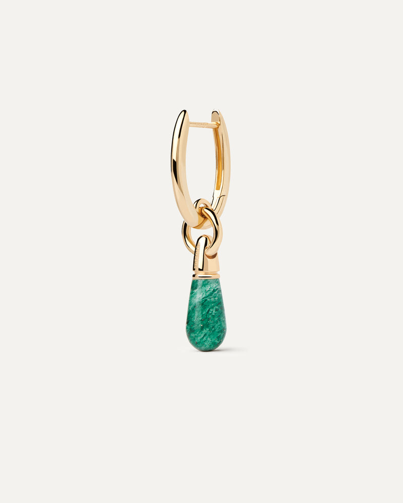 Orecchino a Cerchio Singolo Avventurina Verde Jupiter - 
  
    Argento sterling / Placcatura in Oro 18K
  
