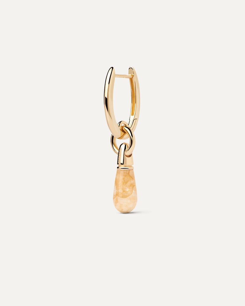 Orecchino a Cerchio Singolo Avventurina Giallo Jupiter - 
  
    Argento sterling / Placcatura in Oro 18K
  
