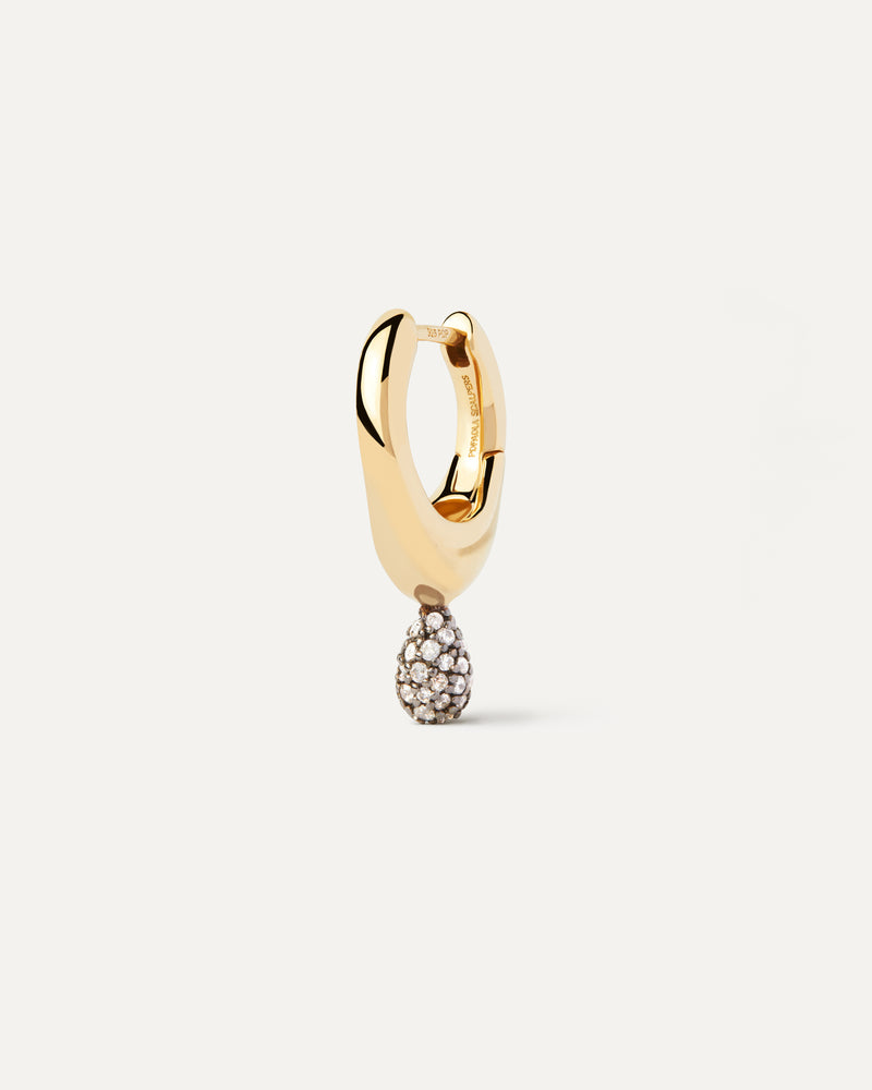 Orecchino A Cerchio Singolo Pavé Lava - 
  
    Argento sterling / Placcatura in Oro 18K
  
