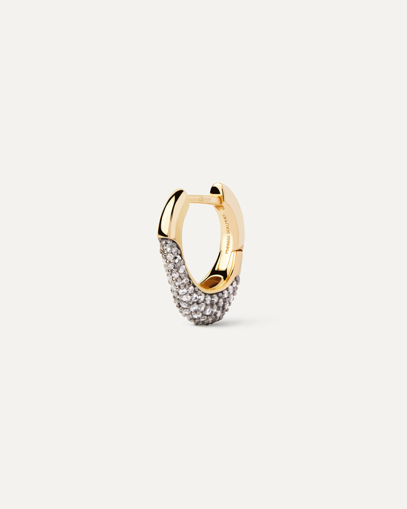 Pavé Duna Single Hoop - 
  
    Sterling Silver / 18K Gold plating
  
