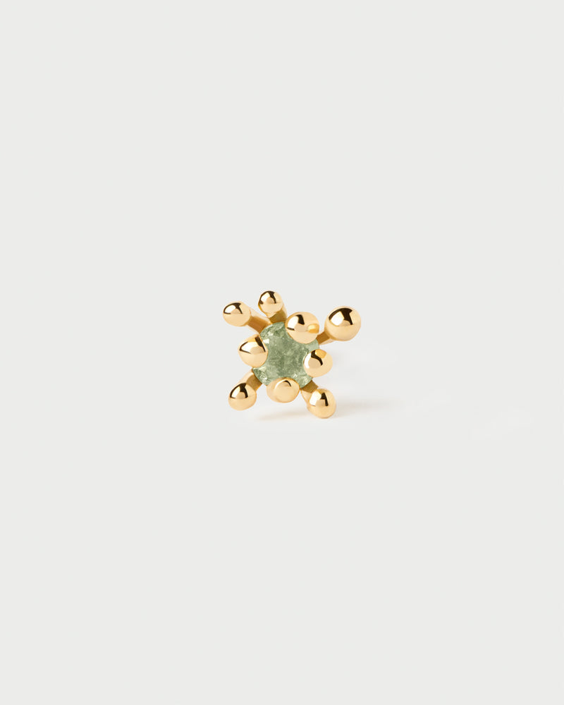 Green Fleur single earring - 
  
    Sterling Silver / 18K Gold plating
  
