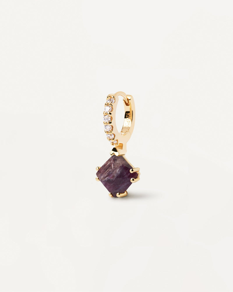 Fuji Charoite Single Earring - 
  
    Sterling Silver / 18K Gold plating
  
