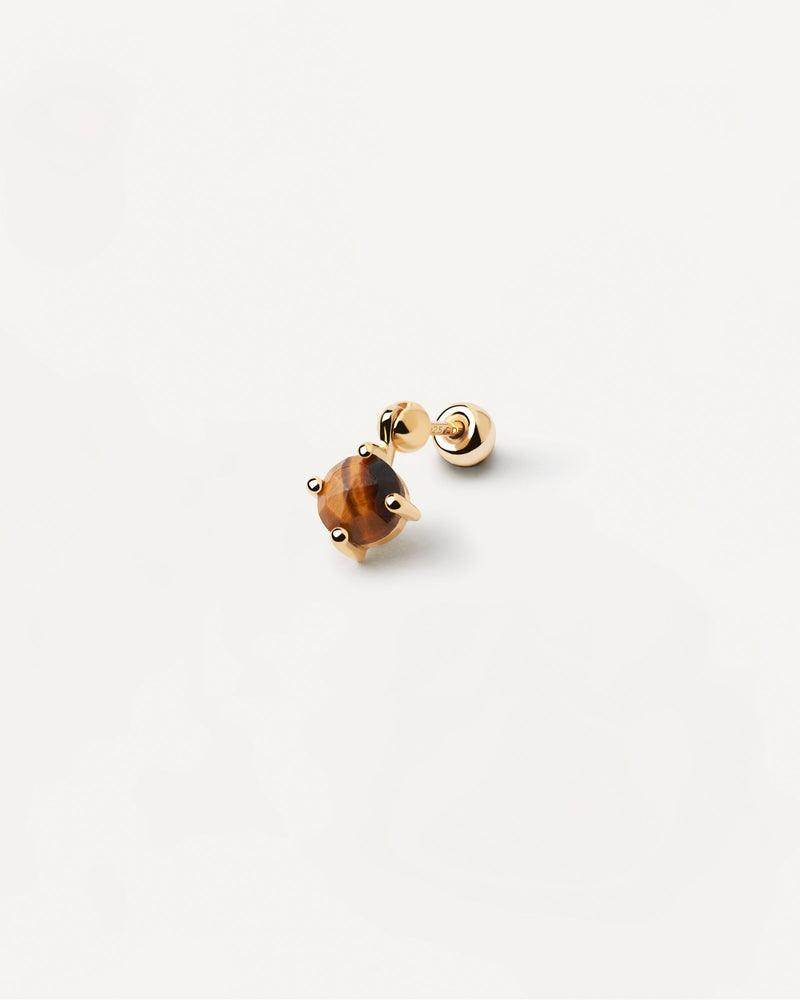 Kimi Tiger Eye Single Earring - 
  
    Sterling Silver / 18K Gold plating
  
