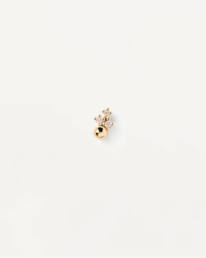 Solid yellow gold ear piercing with solid gold ball & dainty lab-gr ...