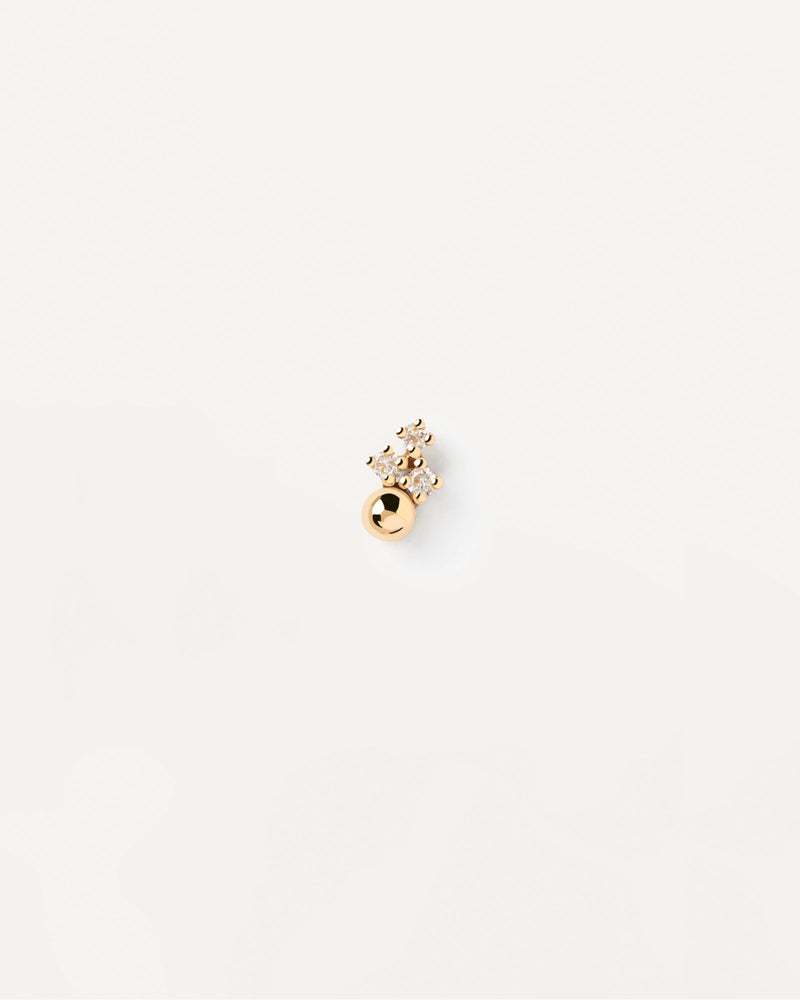 Solid yellow gold ear piercing with solid gold ball & dainty lab-grown diamonds of 0.01 carat