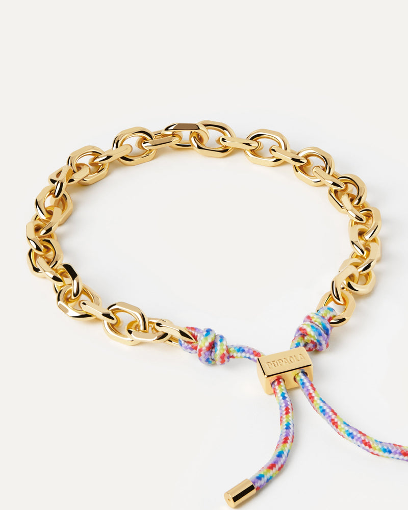 Pulsera Cordón y Cadena Prisma Essential - 
  
    Latón / Baño de Oro 18K
  
