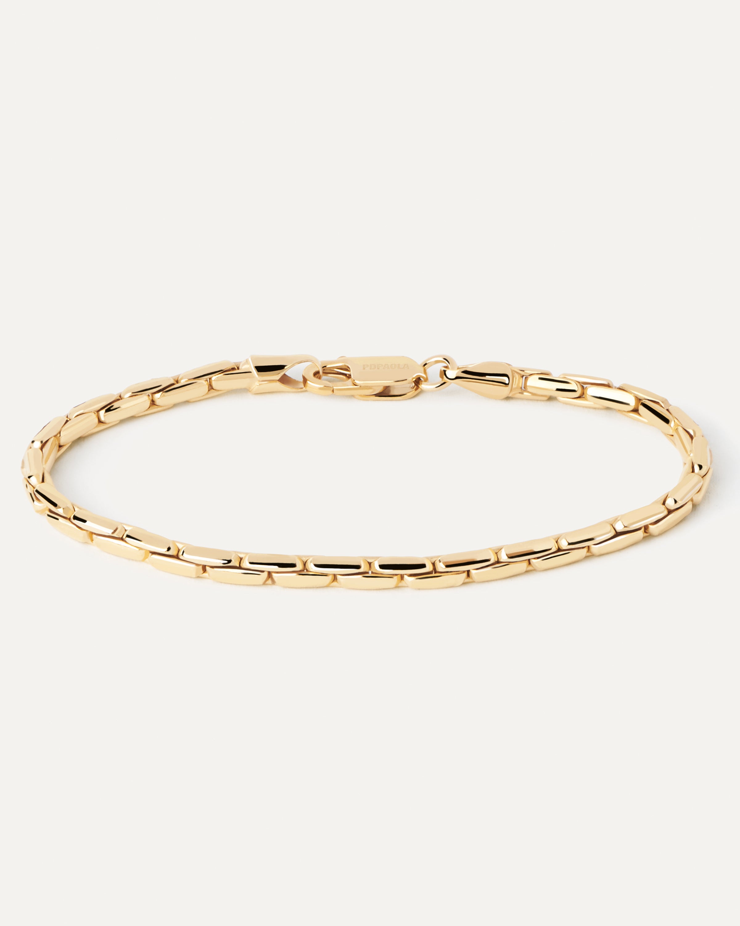 Gold-plated Boston thick chain bracelet with elongated links | Large Boston  Chain Bracelet | PDPAOLA