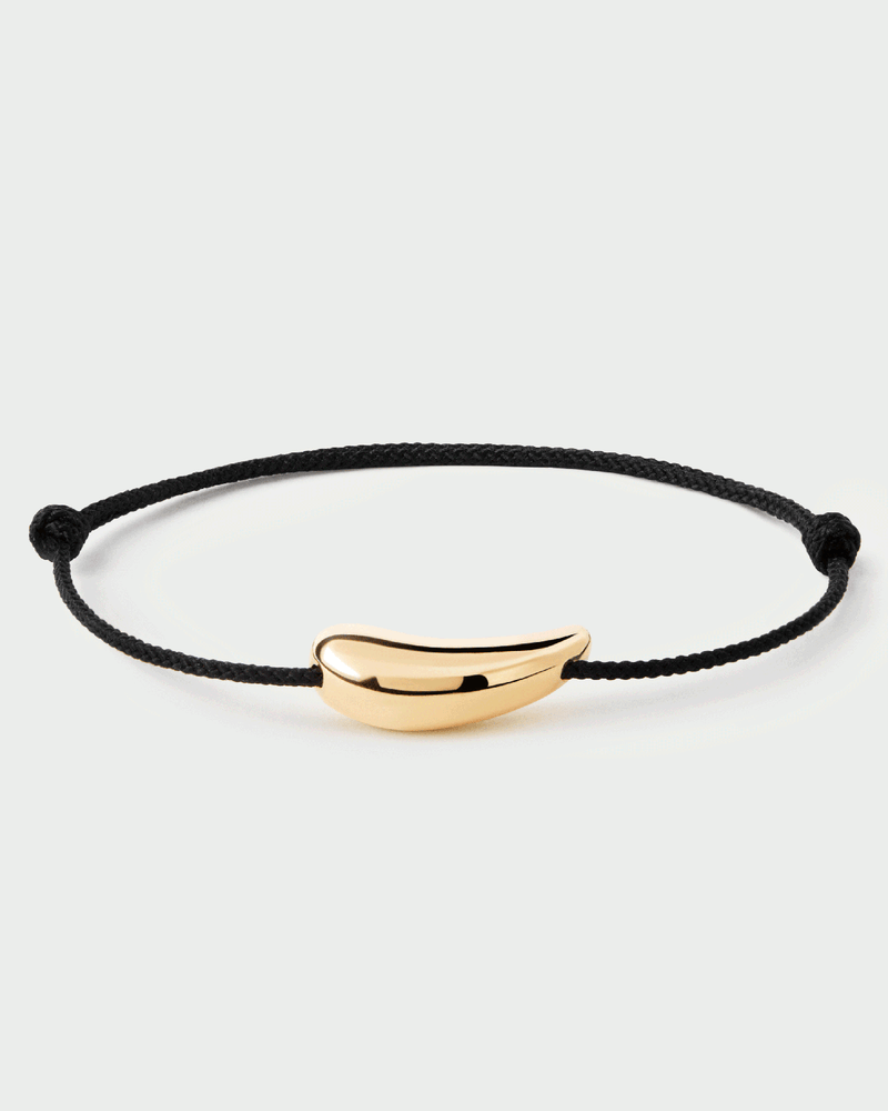 Pulsera de cordón negro ajustable con diseño de gota