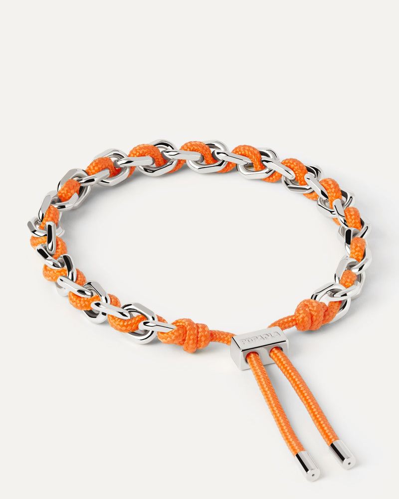 Bracciale Catena Argentata e Corda Tangerine - 
  
    Corda / Placcatura in argento rodiato
  
