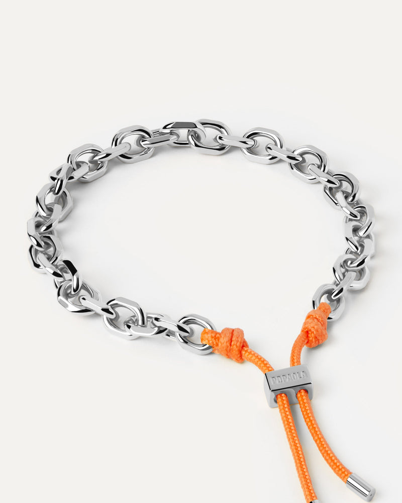 Pulsera Cordón y Cadena Tangerine Essential - 
  
    Latón / Baño de rodio en plata
  
