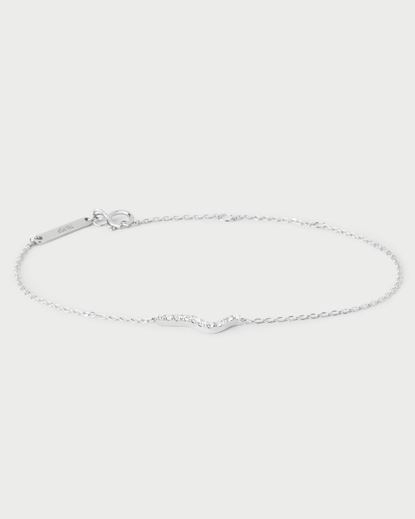 Diamonds and white gold Flow bracelet. Bracelet in white gold with an undulating band adorned with round cut lab-grown diamonds. Get the latest arrival from PDPAOLA. Place your order safely and get this Best Seller.