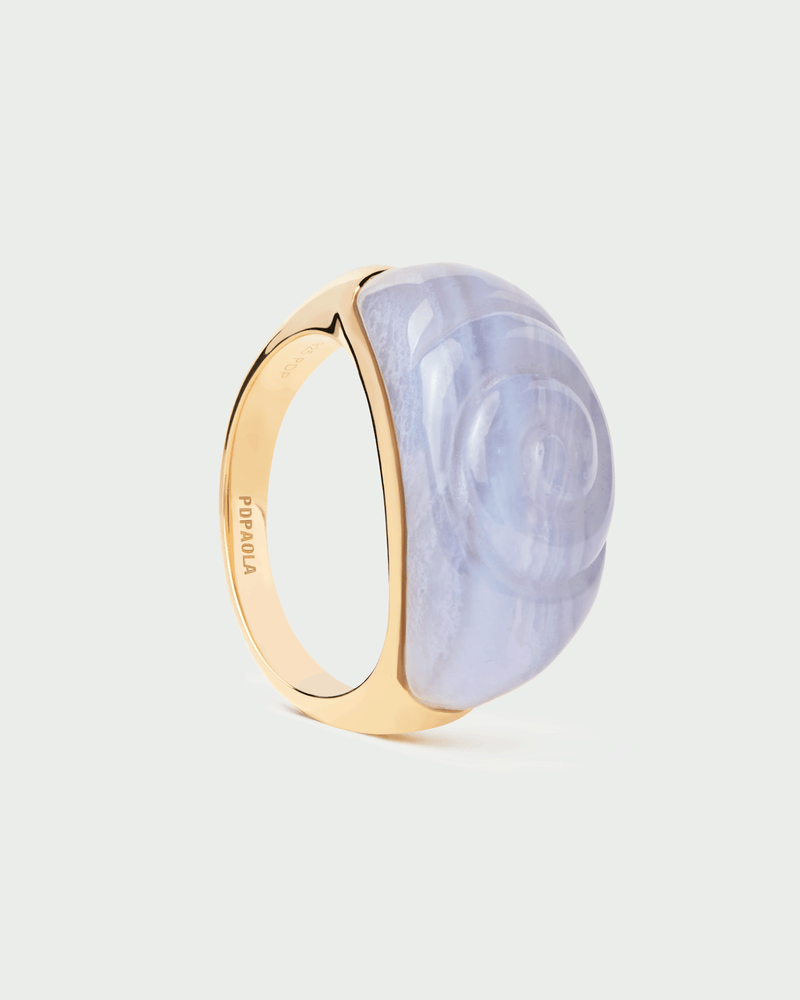 Blauer Spitzenachat Shell ring - 
  
    Sterling Silber / 18K Goldplattierung
  
