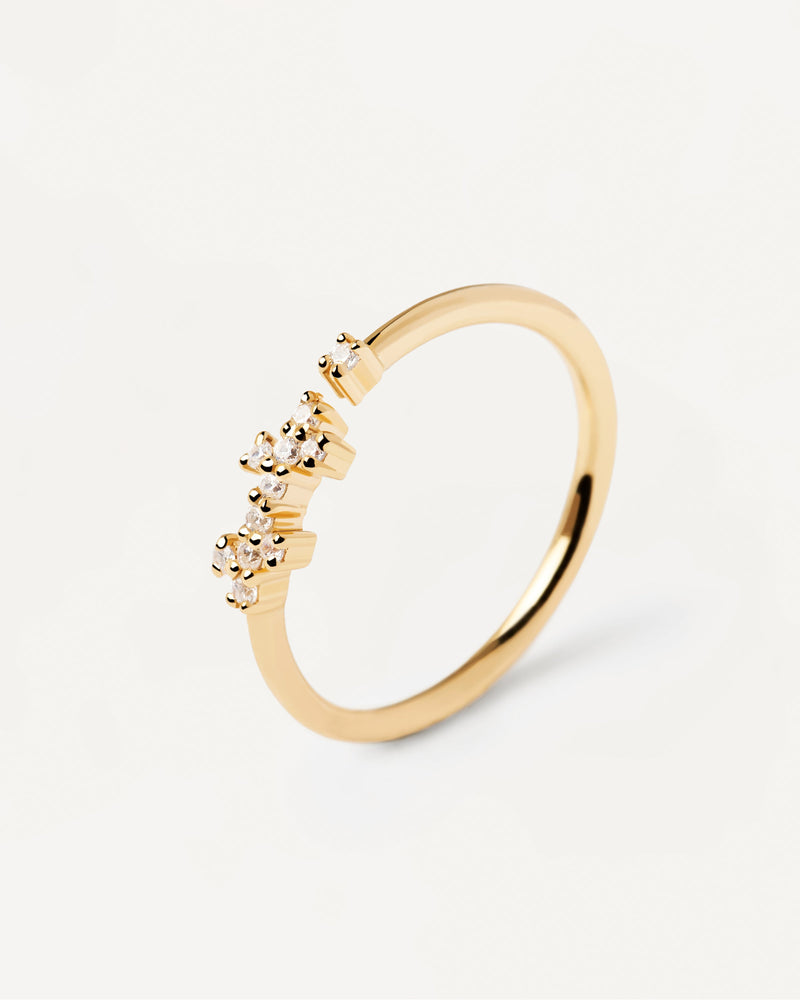 Dainty gold-plated ring with white zirconia | Prince Ring | PDPAOLA