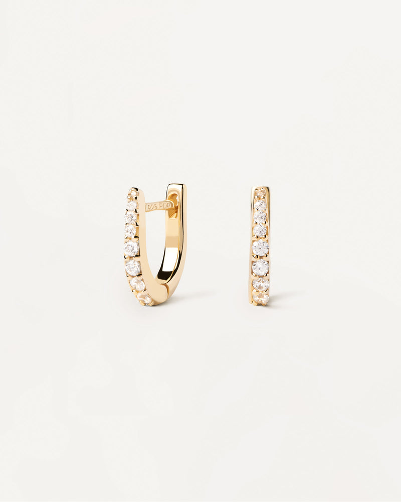 Pointy hoops in gold-plated silver with white zirconia