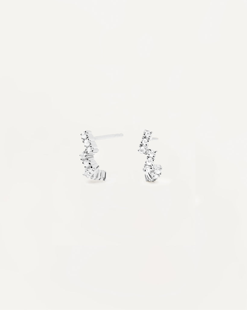 Zigzag sivler earrings set with white zirconia | The Zipper Silver ...