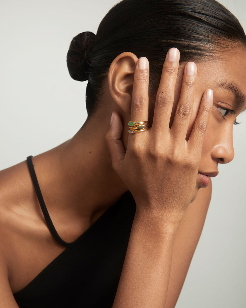 Bague Chevalière Aventurine Verte Nomad - 
  
    Argent massif / Placage Or 18 Ct
  
