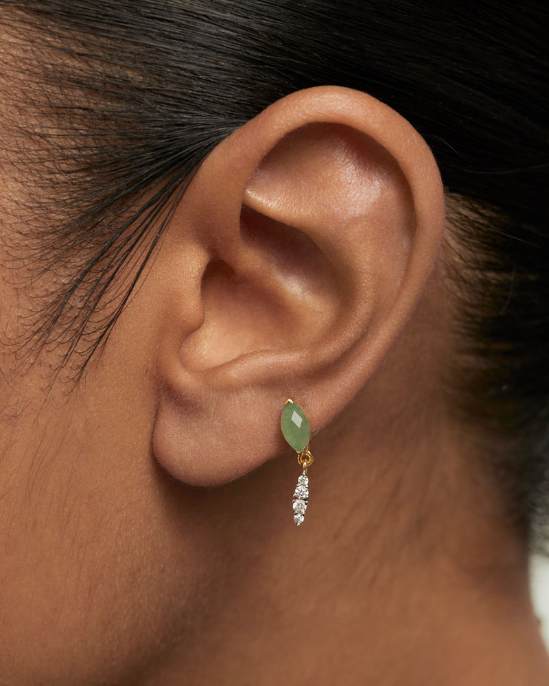 Piercing oreja Aventurina Verde Ginger - 
  
    Plata de Ley / Baño de Oro 18K
  
