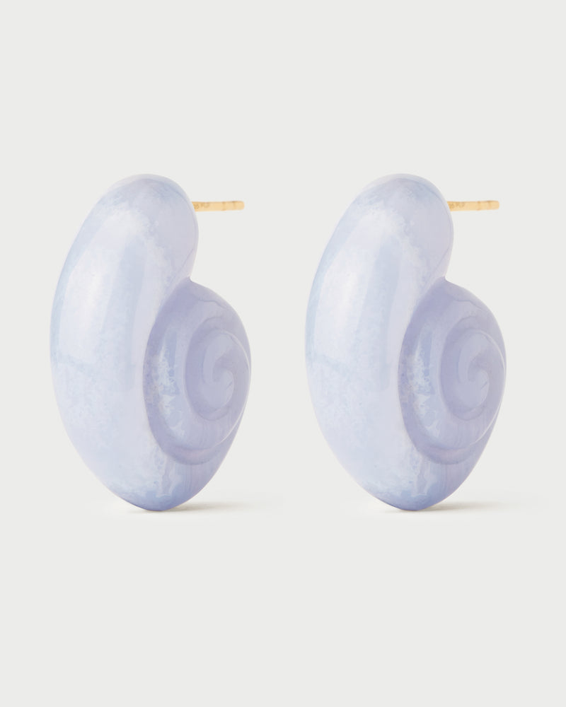 Boucles d'oreilles agate dentelle bleue Shell - 
  
    Argent massif / Placage Or 18 Ct
  
